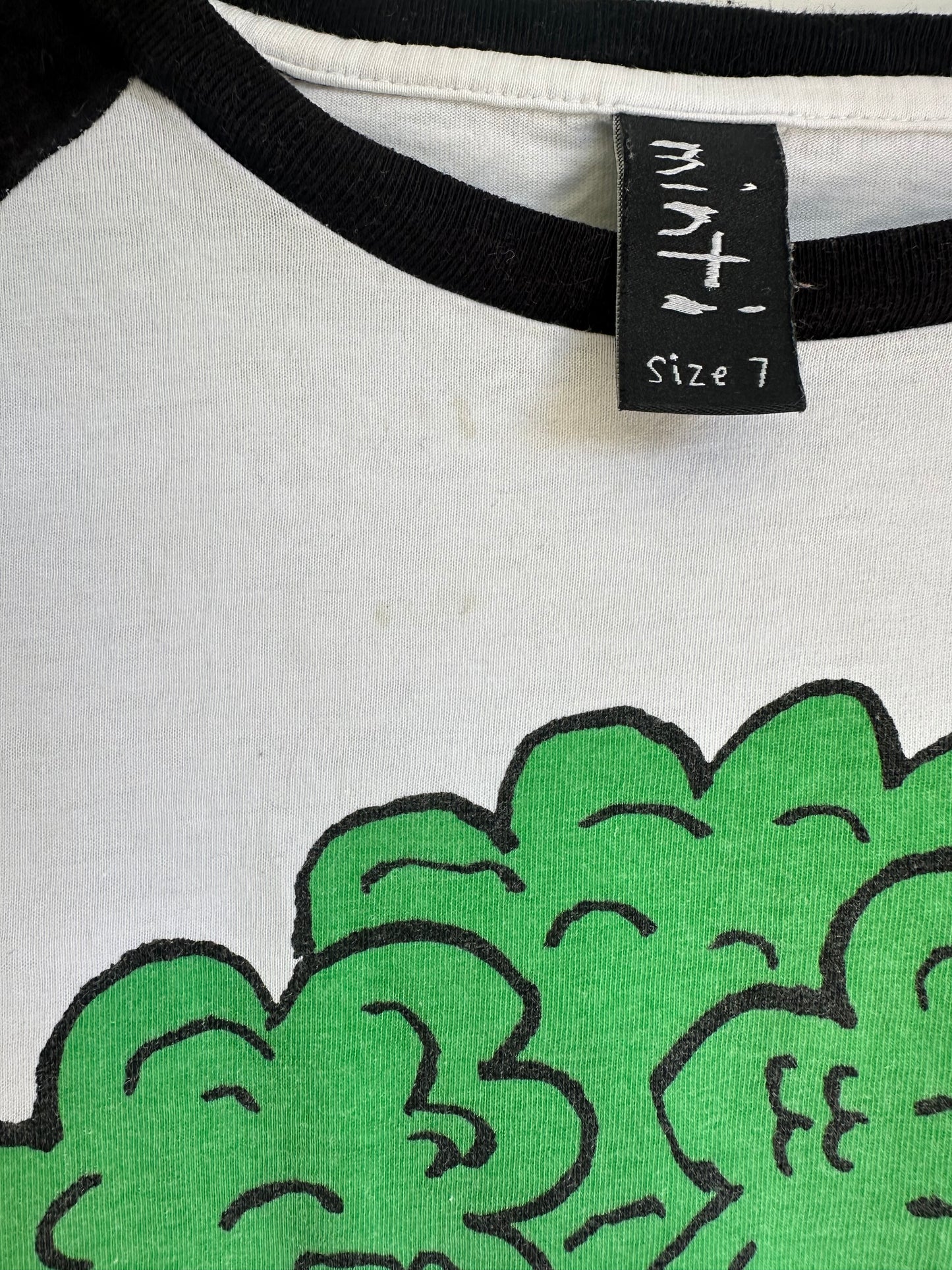 Minti - Broccoli Ninja White Tshirt - Size 7