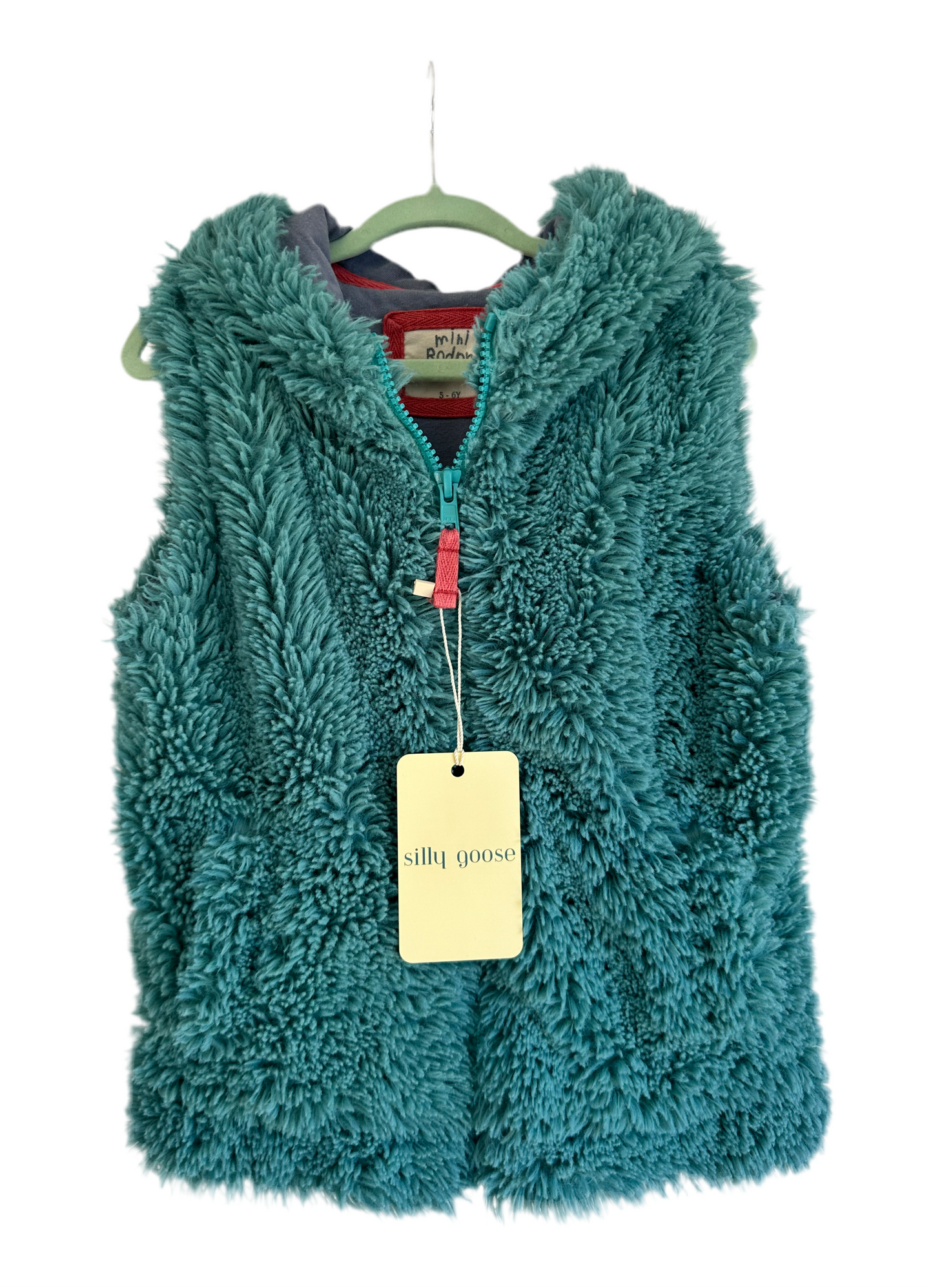 Mini Boden Teal Vest - Fluffy Vest - 5-6 years