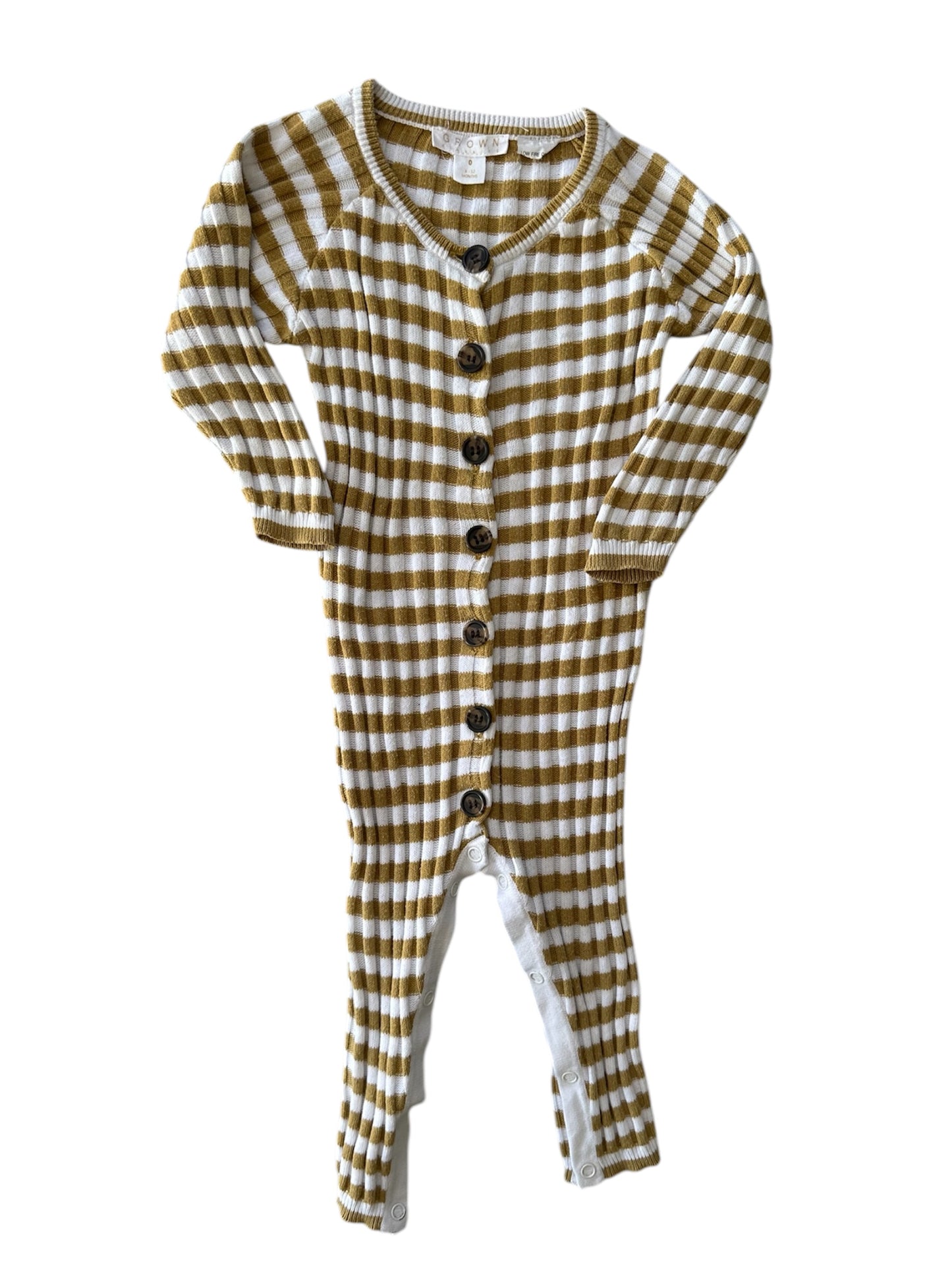 Grown - Tan Stripe Onesie - 6-12 months