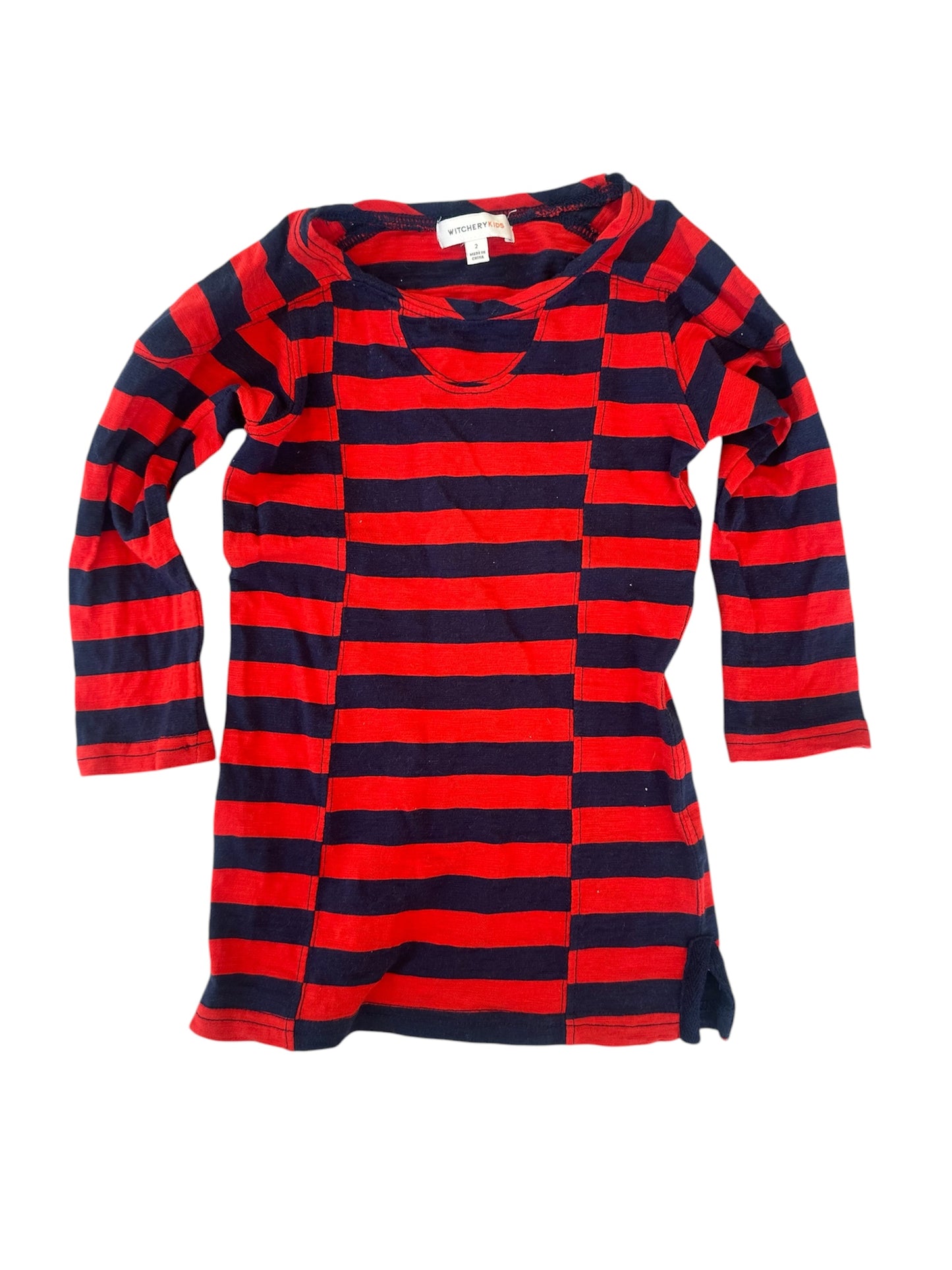 Witchery - Red and Navy Stripe Dress - Size 2