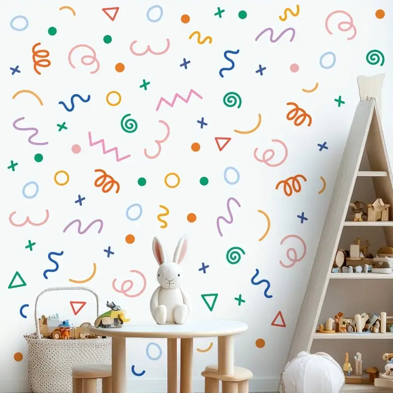 Squiggle Geometric Decal - 5 Sheets - Wall Stickers