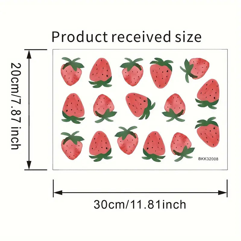 Strawberry Decal - 3 Sheet Set - Wall Stickers