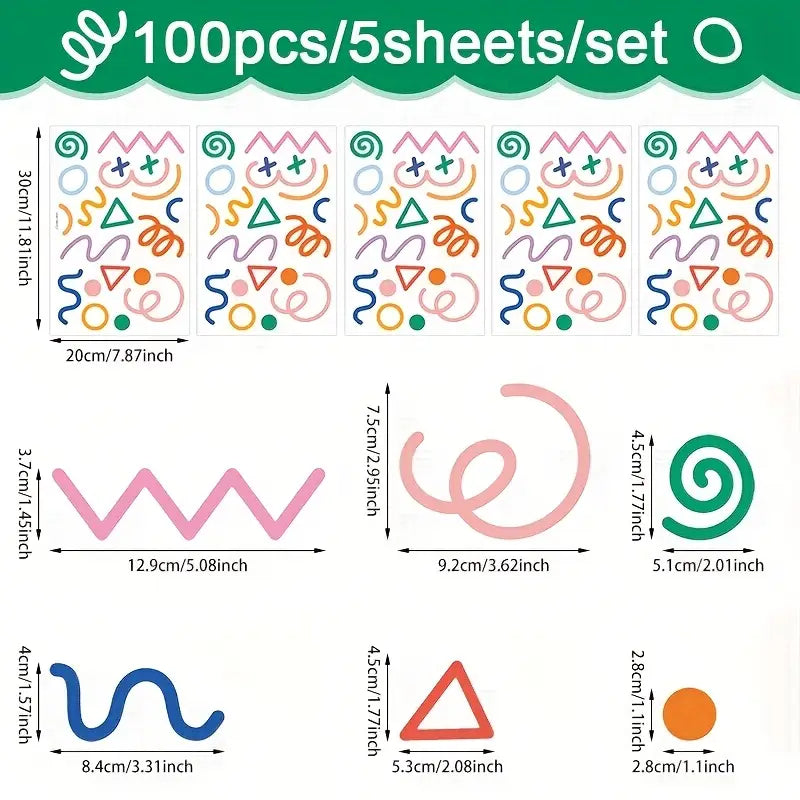 Squiggle Geometric Decal - 5 Sheets - Wall Stickers