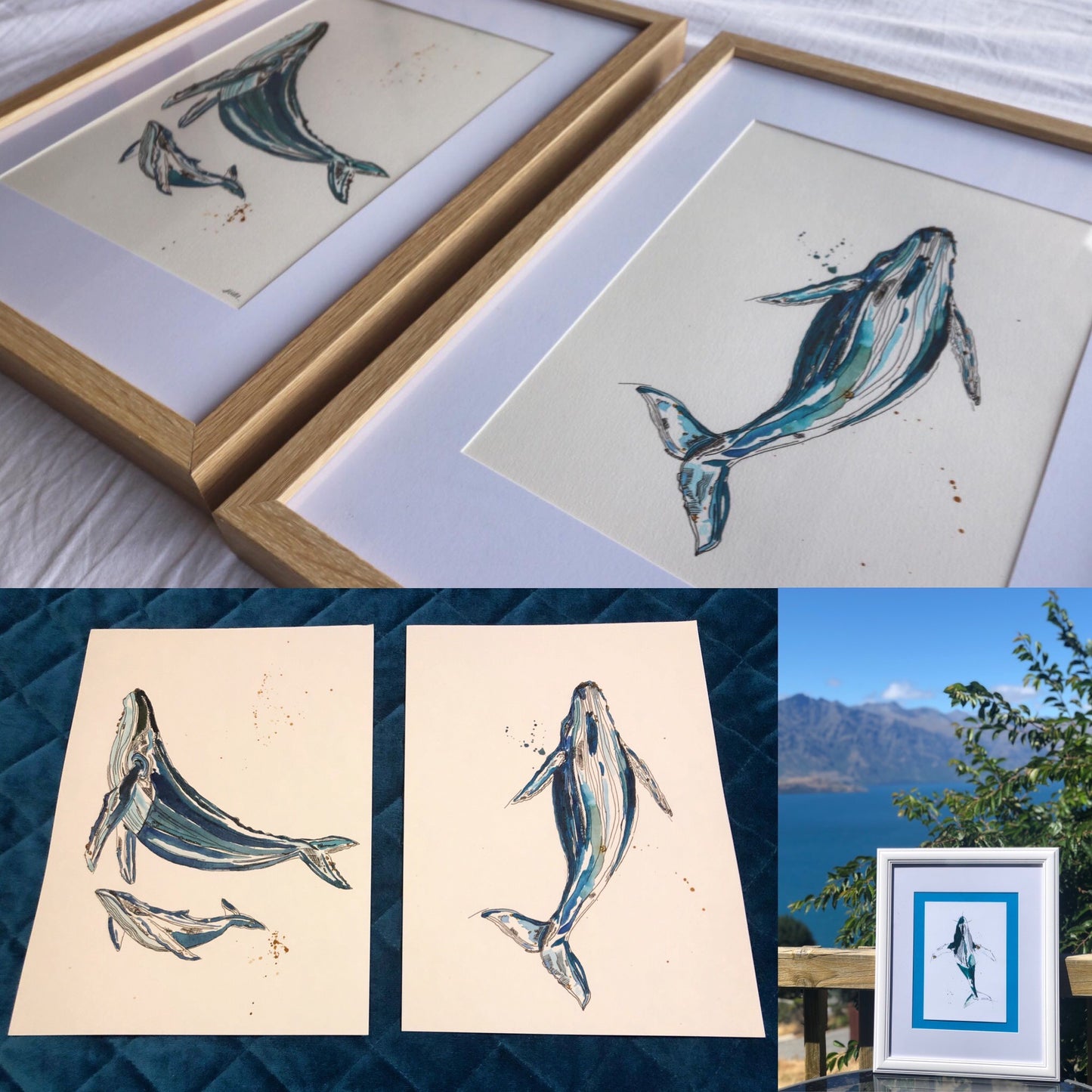 Whale & Calf - Watercolour Painting Digital Print