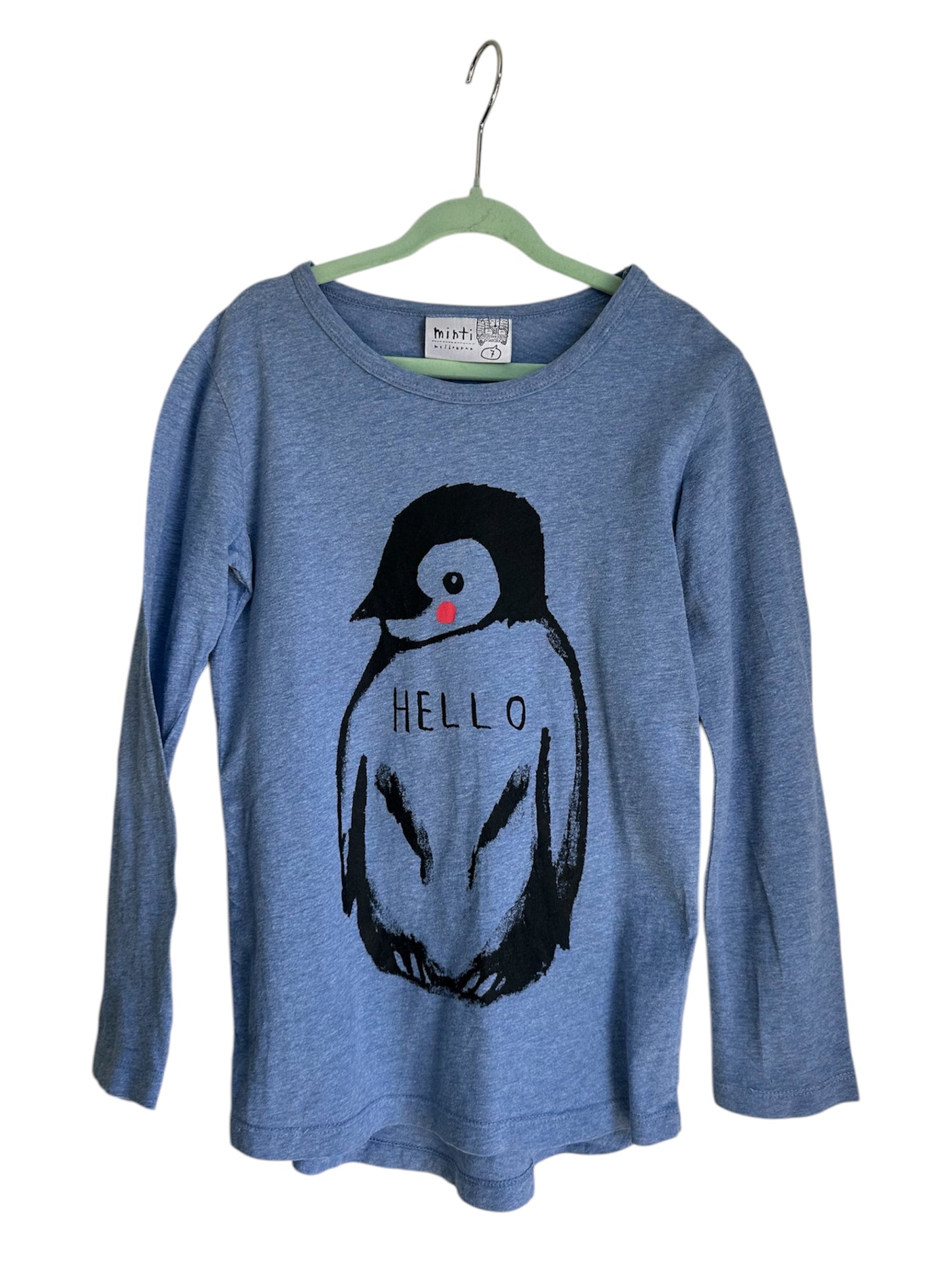 Minti - Blue Penguin Long Sleeve Top - Size 7