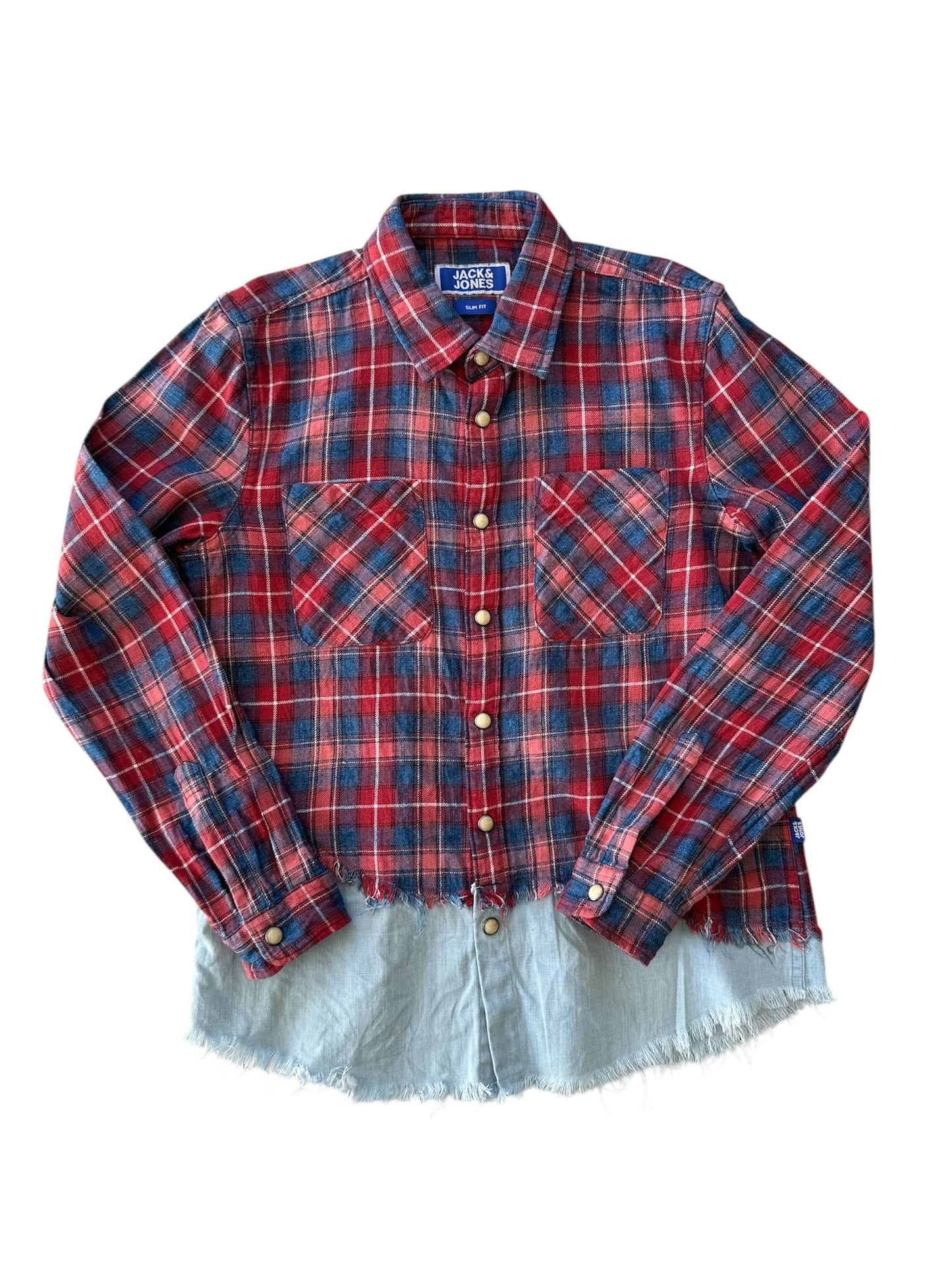 Jack & Jones - Navy & Red Check Shirt - Size 10