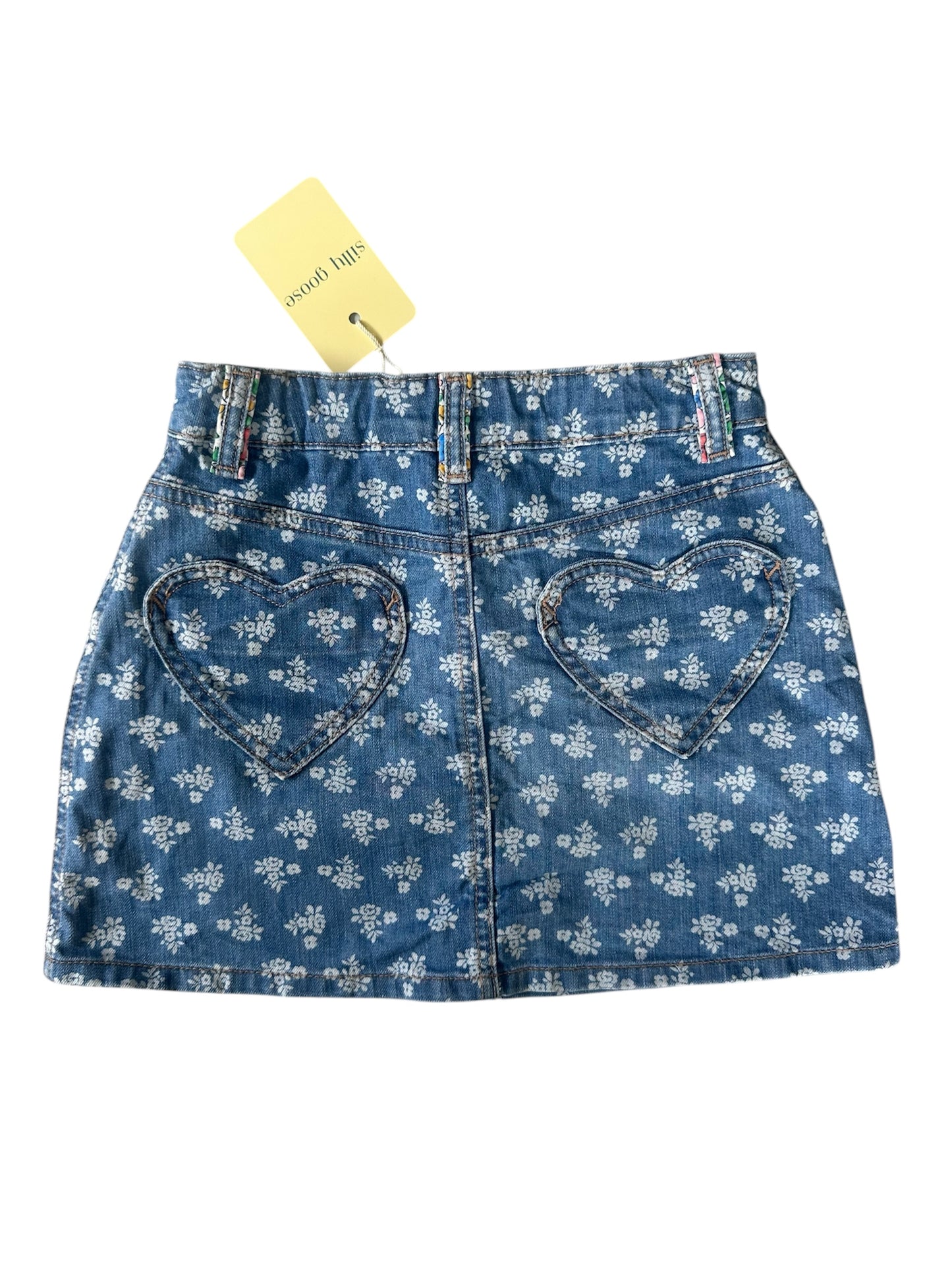 Mini Boden - Denim Floral Skirt - Size 9