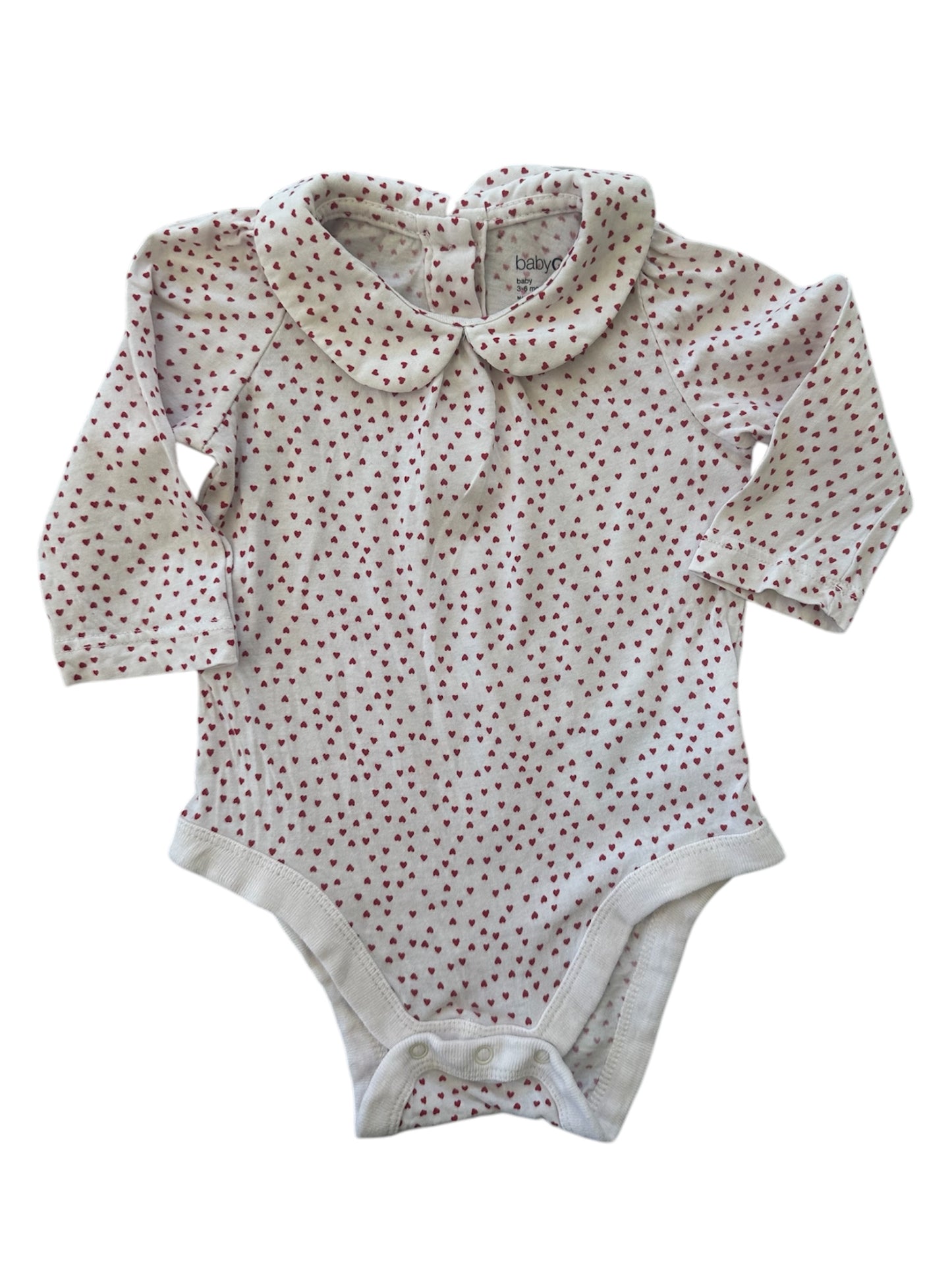 Gap - White & Red Heart Onesie - 3-6 months
