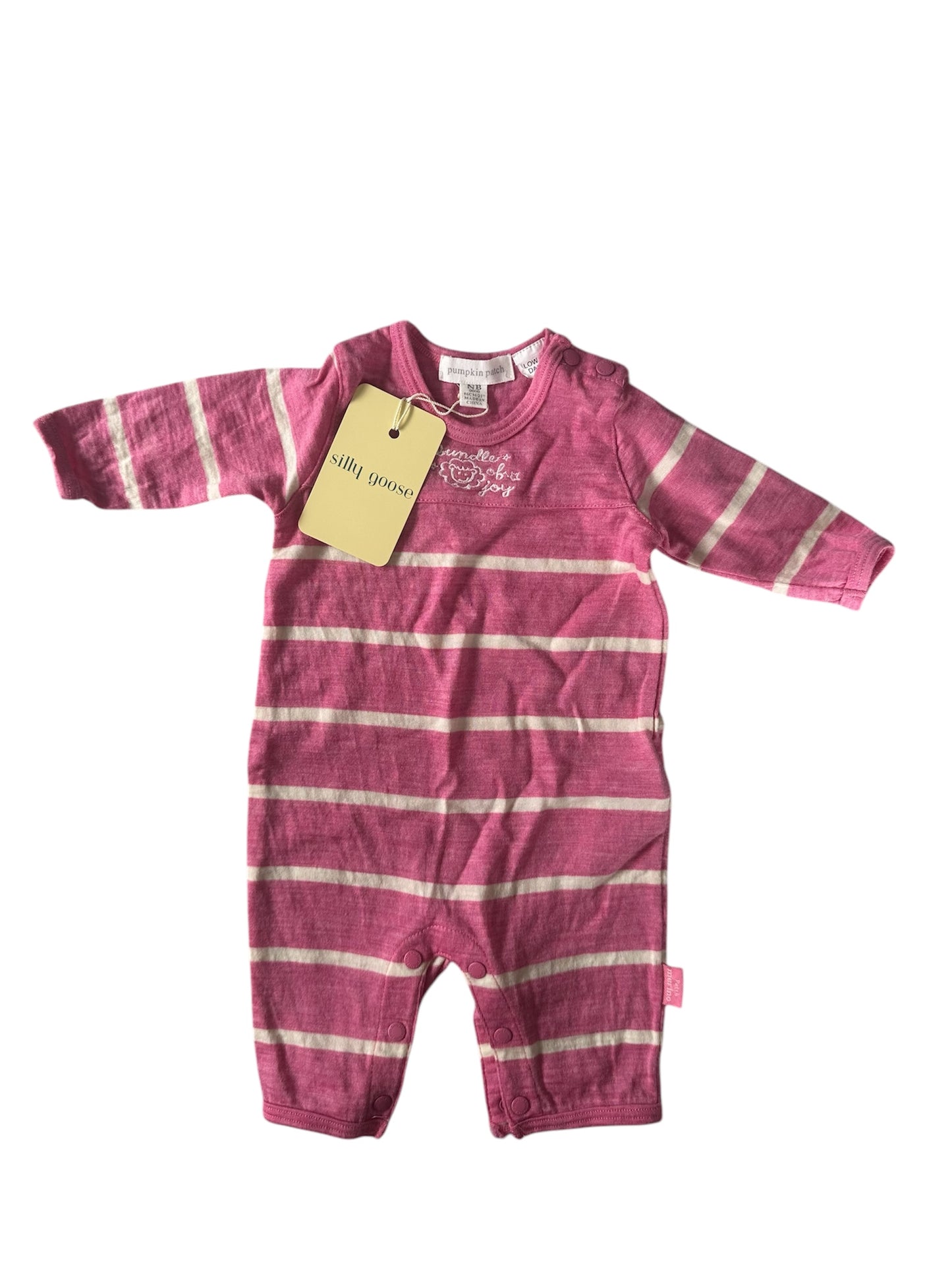 Pumpkin Patch - Pink Onesie - 100% Merino Wool - Newborn