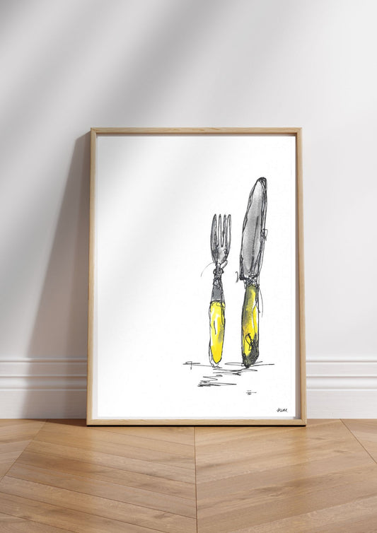 Knife & Fork - Watercolour Painting Print
