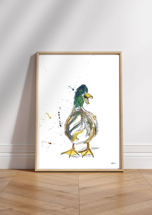 Silly Duck - Watercolour Painting Print