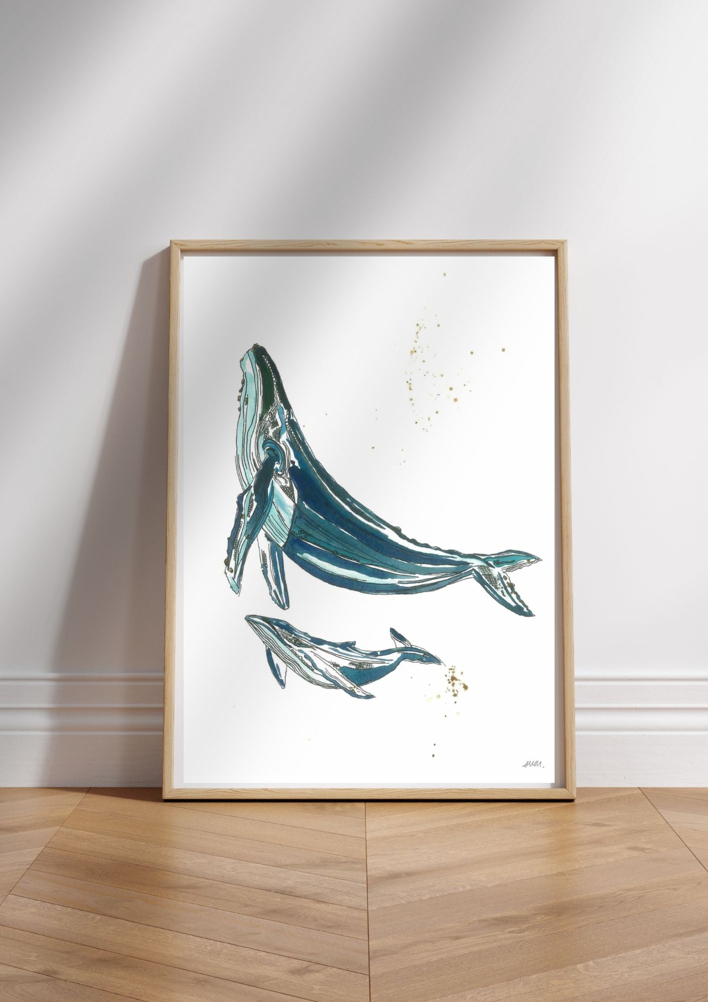Whale & Calf - Watercolour Painting Print